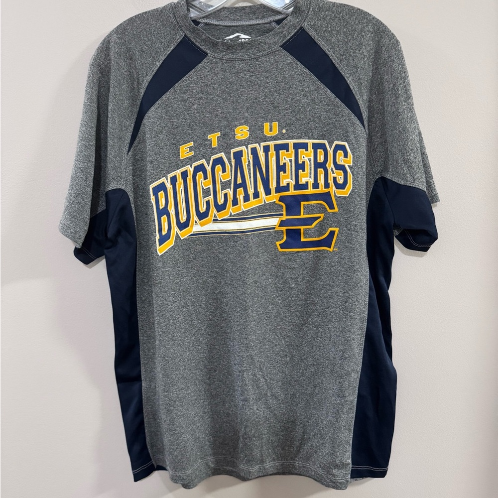 ETSU Buccaneers Gray and Navy Short Sleeve Tee